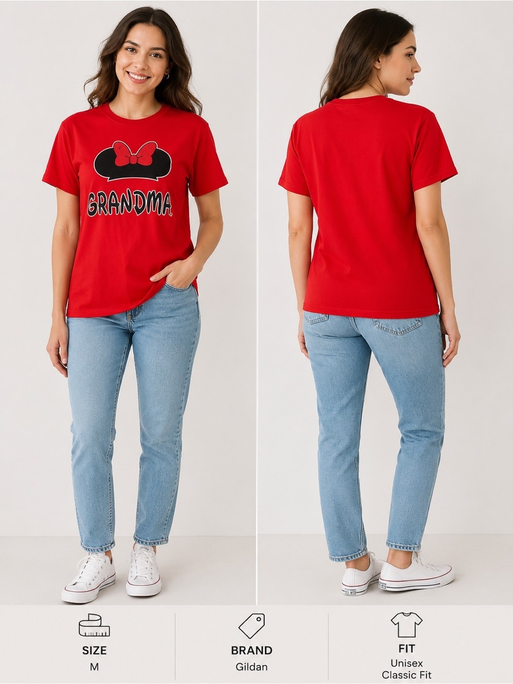 MINNIE MOUSE Disney short sleeve red grandma shirt/size M